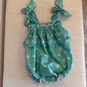 Mint Floral Print Scalloped Bubble - Cecil and Lou
